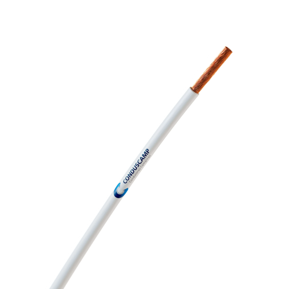 Cabo Silicone 6,00 mm² 200 Graus Sem Fibra de Vidro Branco
