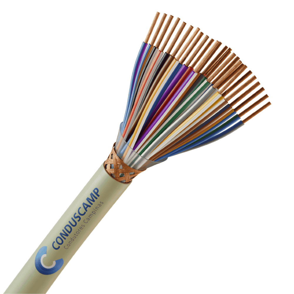 Cabo Manga 26X22 Awg Blindado Malha de Cobre Verde/Palha