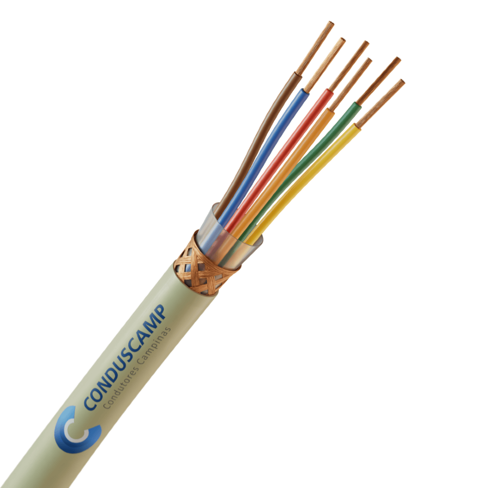 Cabo Manga 6X24 Awg Blindado Malha de Cobre Verde/Palha