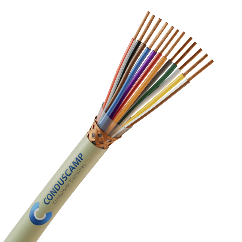 Cabo Manga 12X24 Awg Blindado Malha de Cobre Verde/Palha