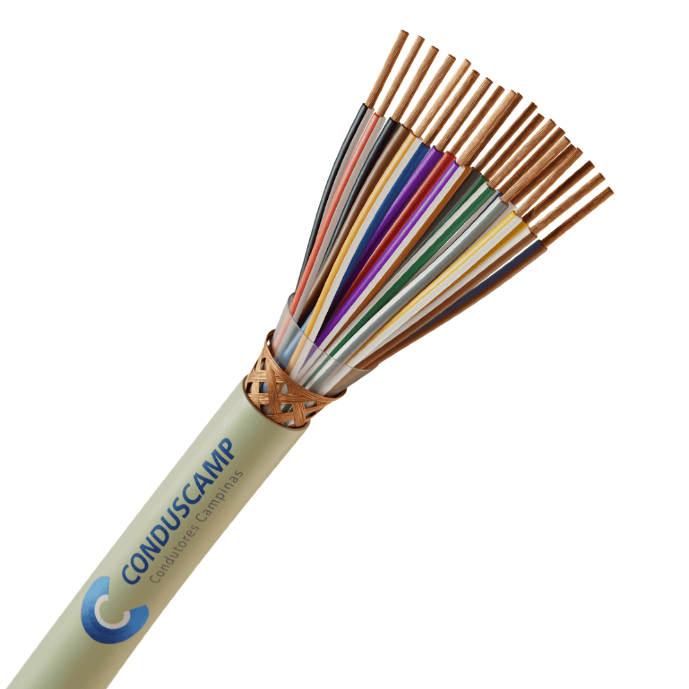 Cabo Manga 20X24 Awg Blindado Malha de Cobre Verde/Palha