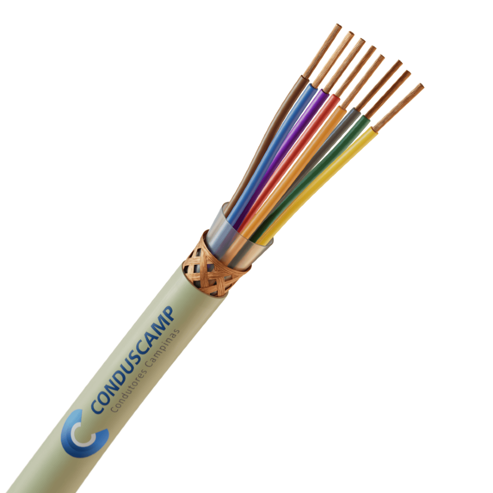 Cabo Manga 8X26 Awg Blindado Malha de Cobre Verde/Palha