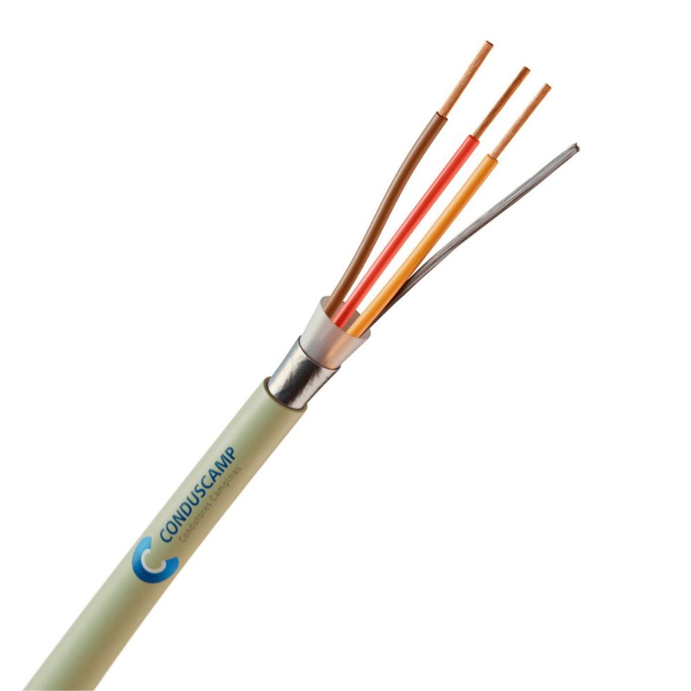 Cabo Manga 3X24 Awg Blindado Fita Aluminizada Verde/Palha