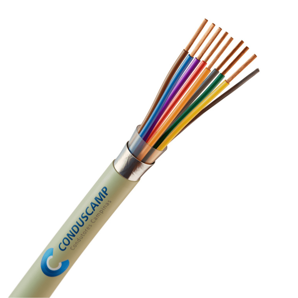 Cabo Manga 8X26 Awg Blindado Fita Aluminizada Verde/Palha