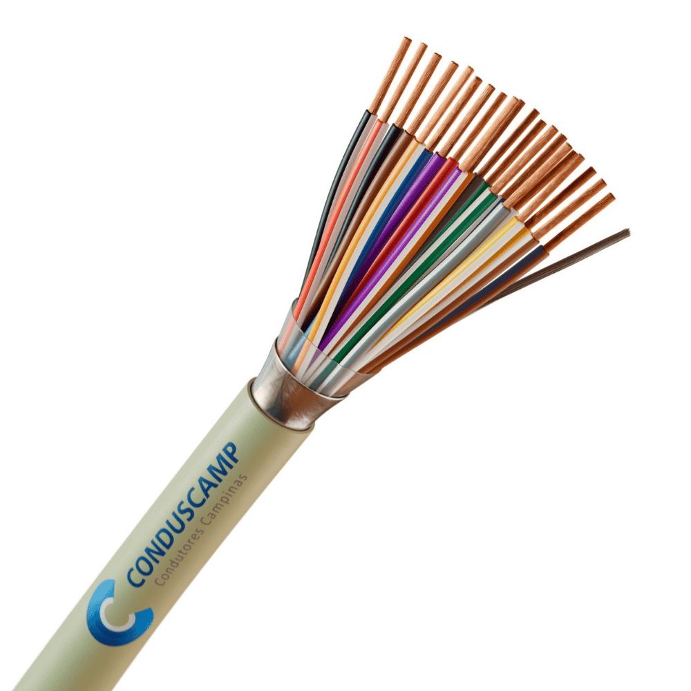 Cabo Manga 20X26 Awg Blindado Fita Aluminizada Verde/Palha