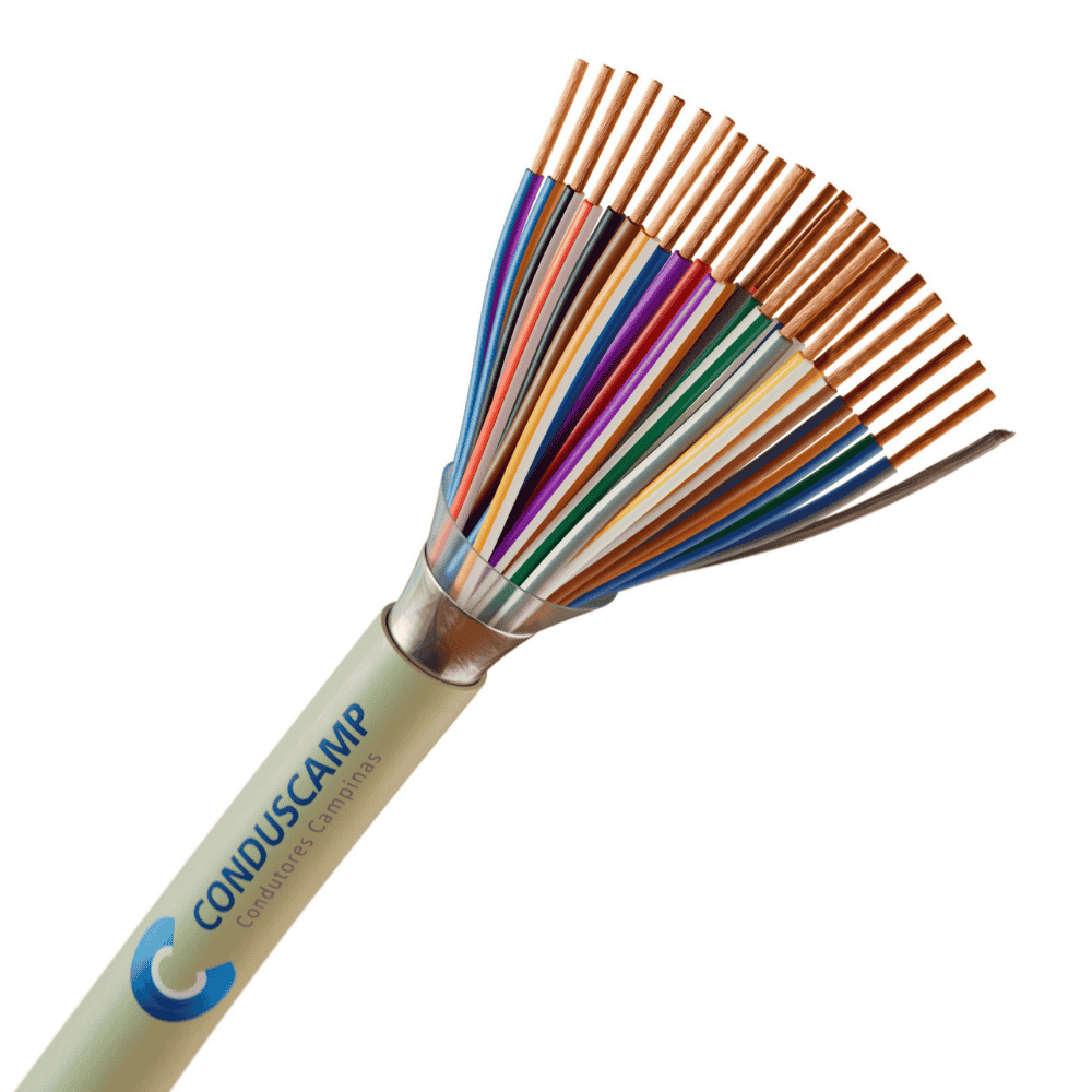 Cabo Manga 26X26 Awg Blindado Fita Aluminizada Verde/Palha