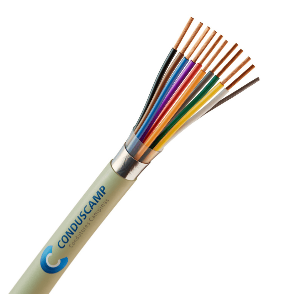 Cabo Manga 10X24 Awg Blindado Fita Aluminizada Verde/Palha