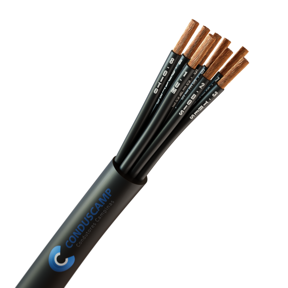 CABO COMANDO/CONTROLE 8X0,75 MM² SEM BLINDAGEM PRETO