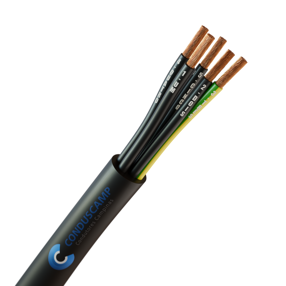 CABO COMANDO/CONTROLE 5X0,50 MM² SEM BLINDAGEM 4+1VIA VD/AM PRETO