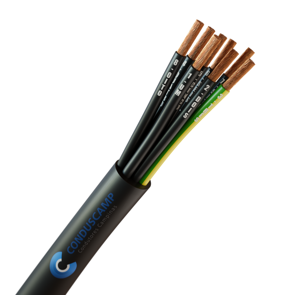 CABO COMANDO/CONTROLE 8X0,50 MM² SEM BLINDAGEM 7+1VIA VD/AM PRETO