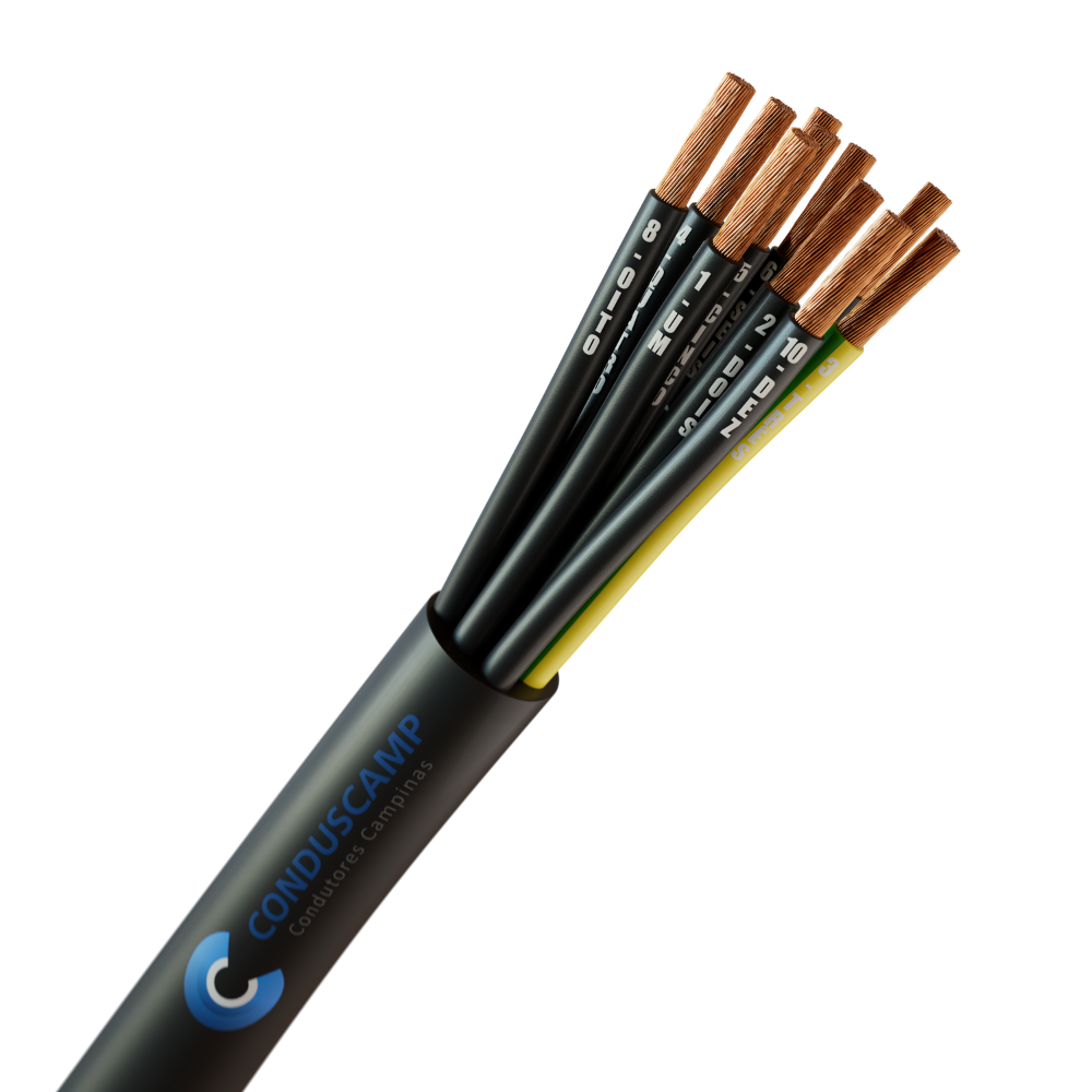 CABO COMANDO/CONTROLE 10X0,50 MM² SEM BLINDAGEM 9+1VIA VD/AM PRETO