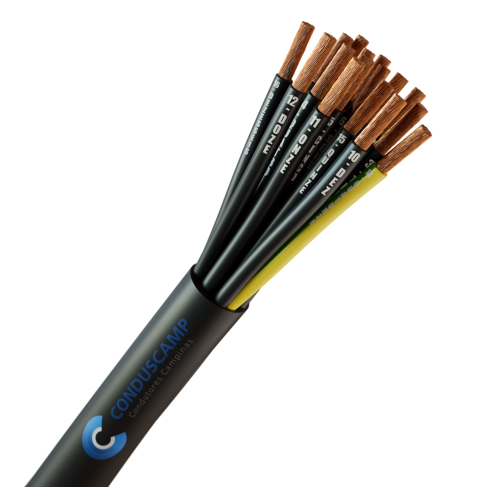 CABO COMANDO/CONTROLE 16X0,50 MM² SEM BLINDAGEM 15+1VIA VD/AM PRETO