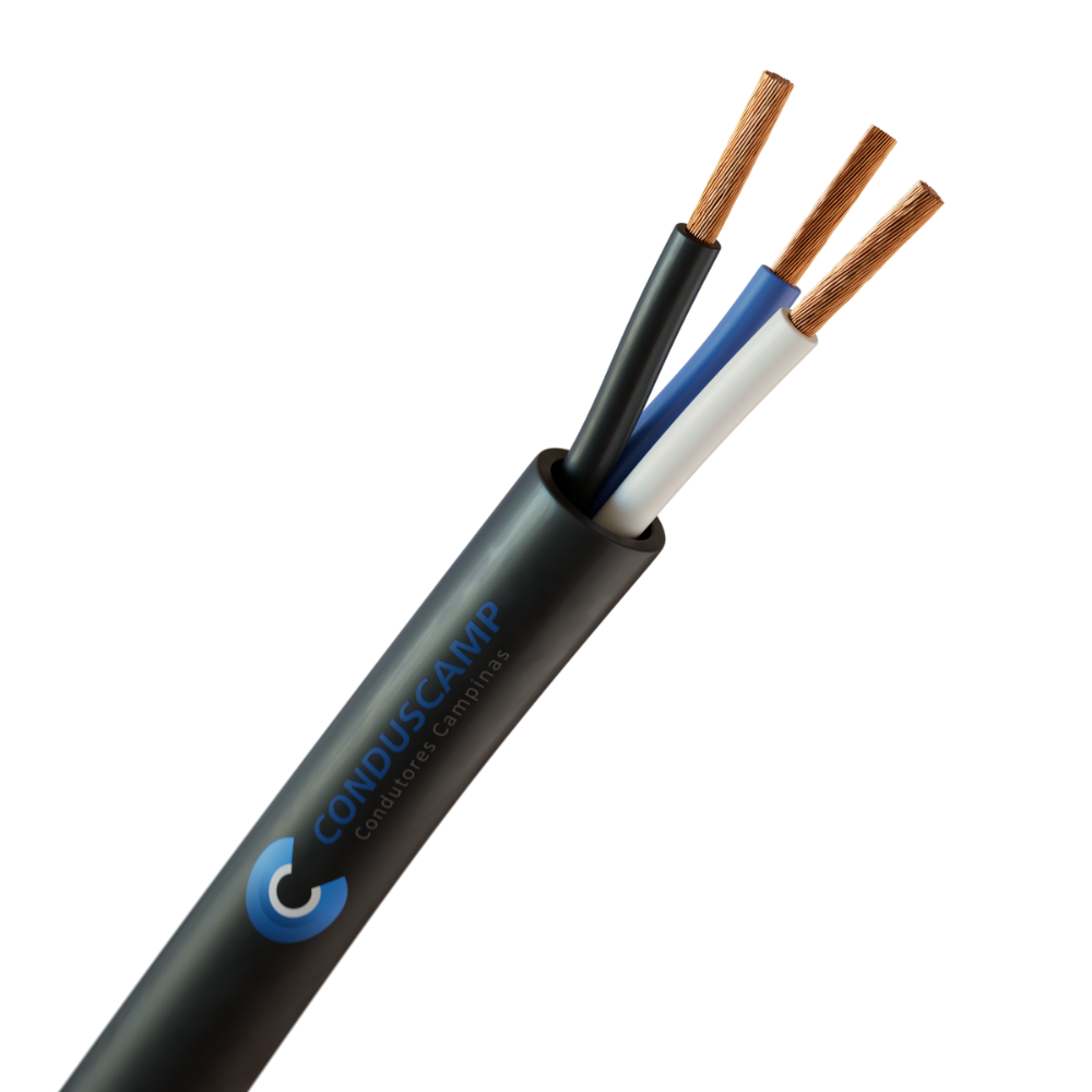 CABO COMANDO VIAS COLORIDAS 3X1,00MM² SEM BLINDAGEM PVC 70°C PRETO
