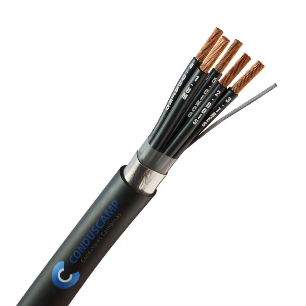 CABO COMANDO/CONTROLE 5X0,75 MM² BLINDADO FITA ALUMINIZADA PRETO