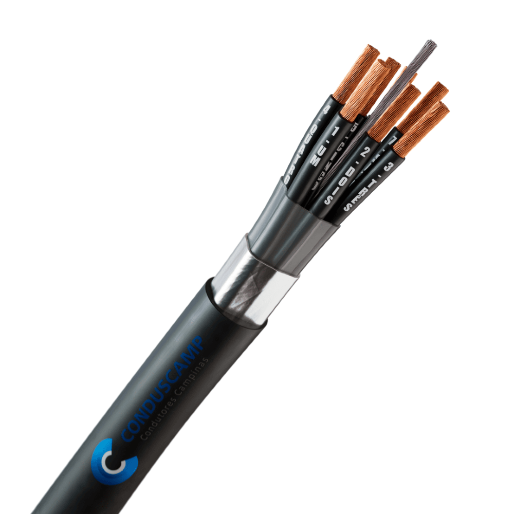 CABO COMANDO/CONTROLE 7X1,00 MM² BLINDADO FITA ALUMINIZADA PRETO