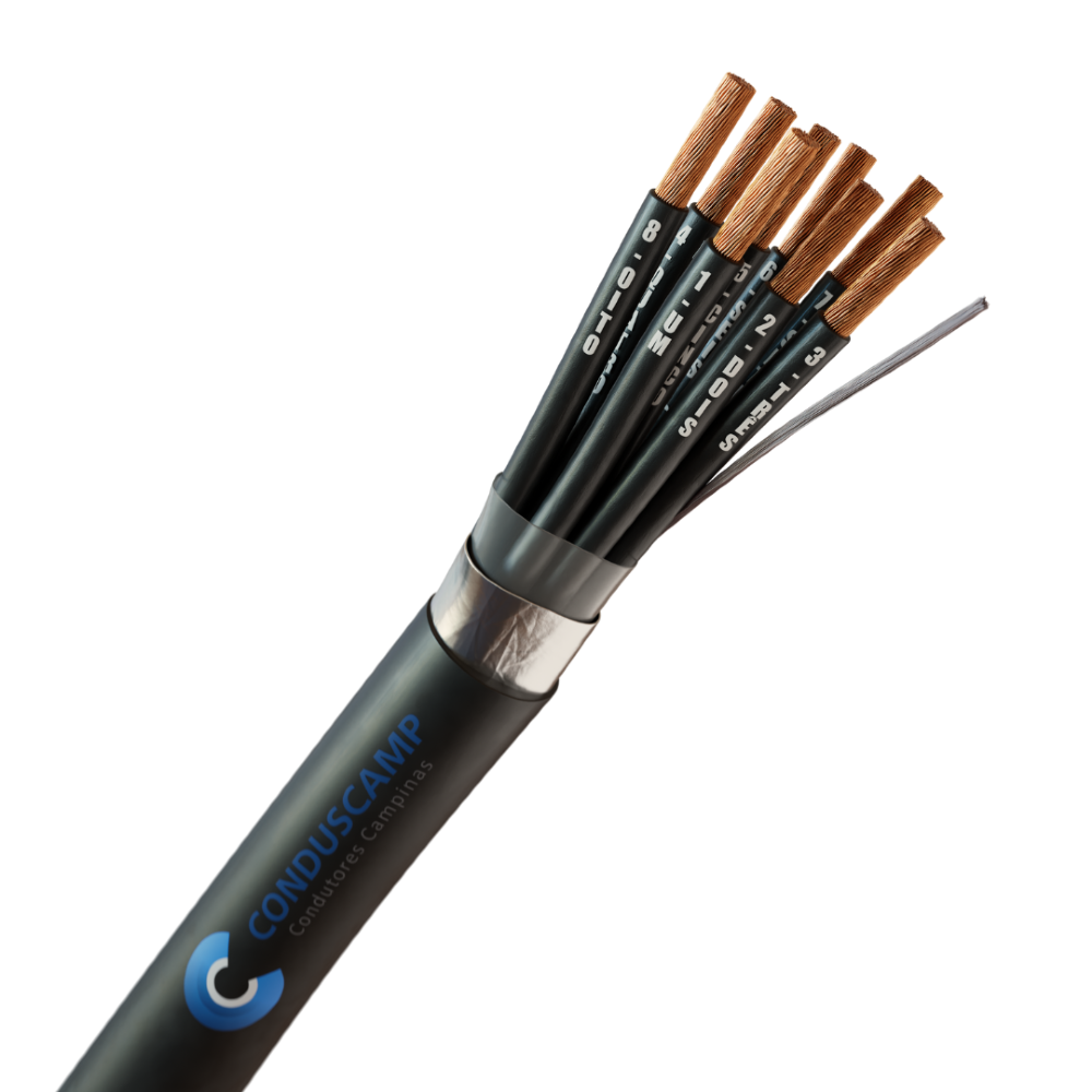 CABO COMANDO/CONTROLE 8X0,75 MM² BLINDADO FITA ALUMINIZADA PRETO