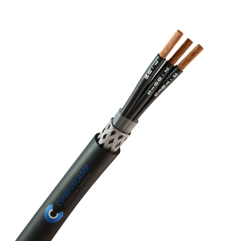CABO COMANDO/CONTROLE 3X0,75 MM² BLINDADO MALHA DE COBRE ESTANHADO PRETO