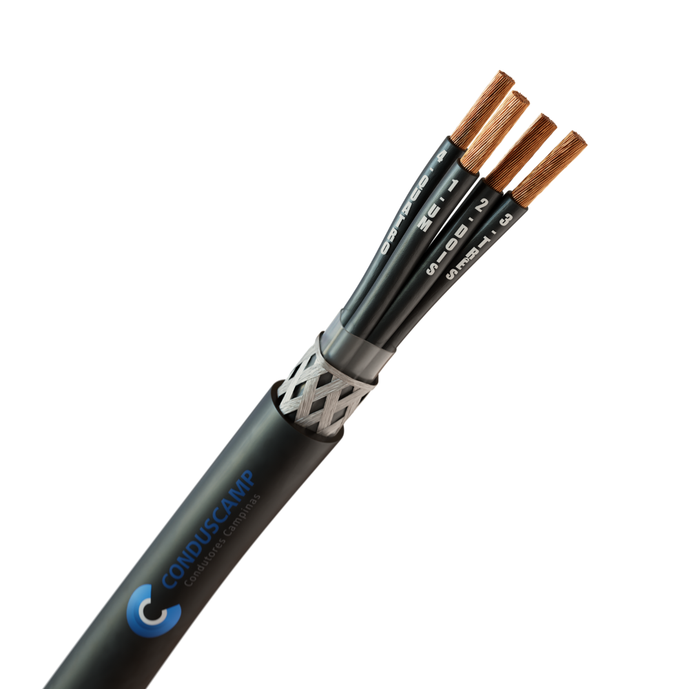 CABO COMANDO/CONTROLE 4X0,75 MM² BLINDADO MALHA DE COBRE ESTANHADO PRETO