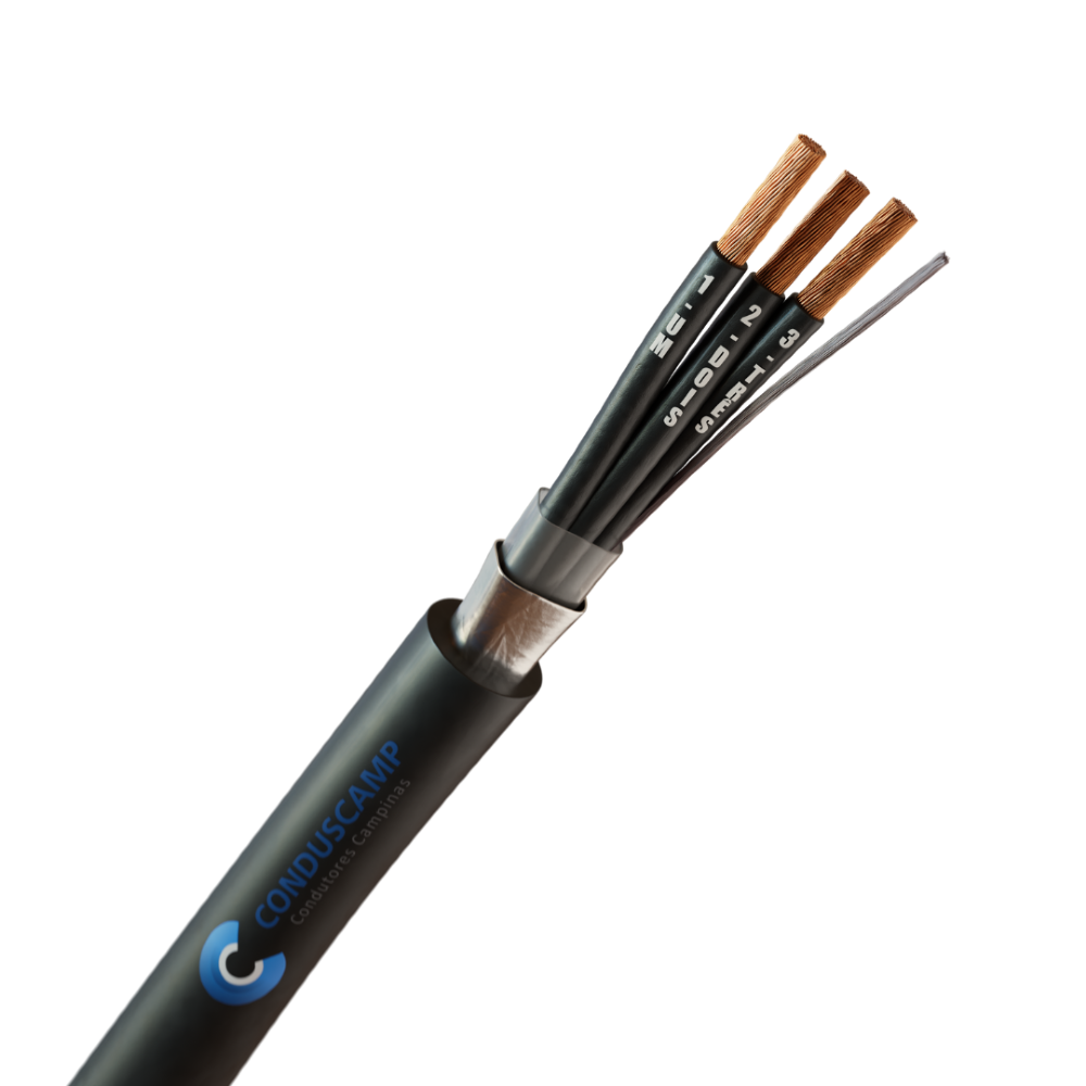 CABO COMANDO/CONTROLE 3X2,50 MM² BLINDADO FITA ALUMINIZADA PRETO