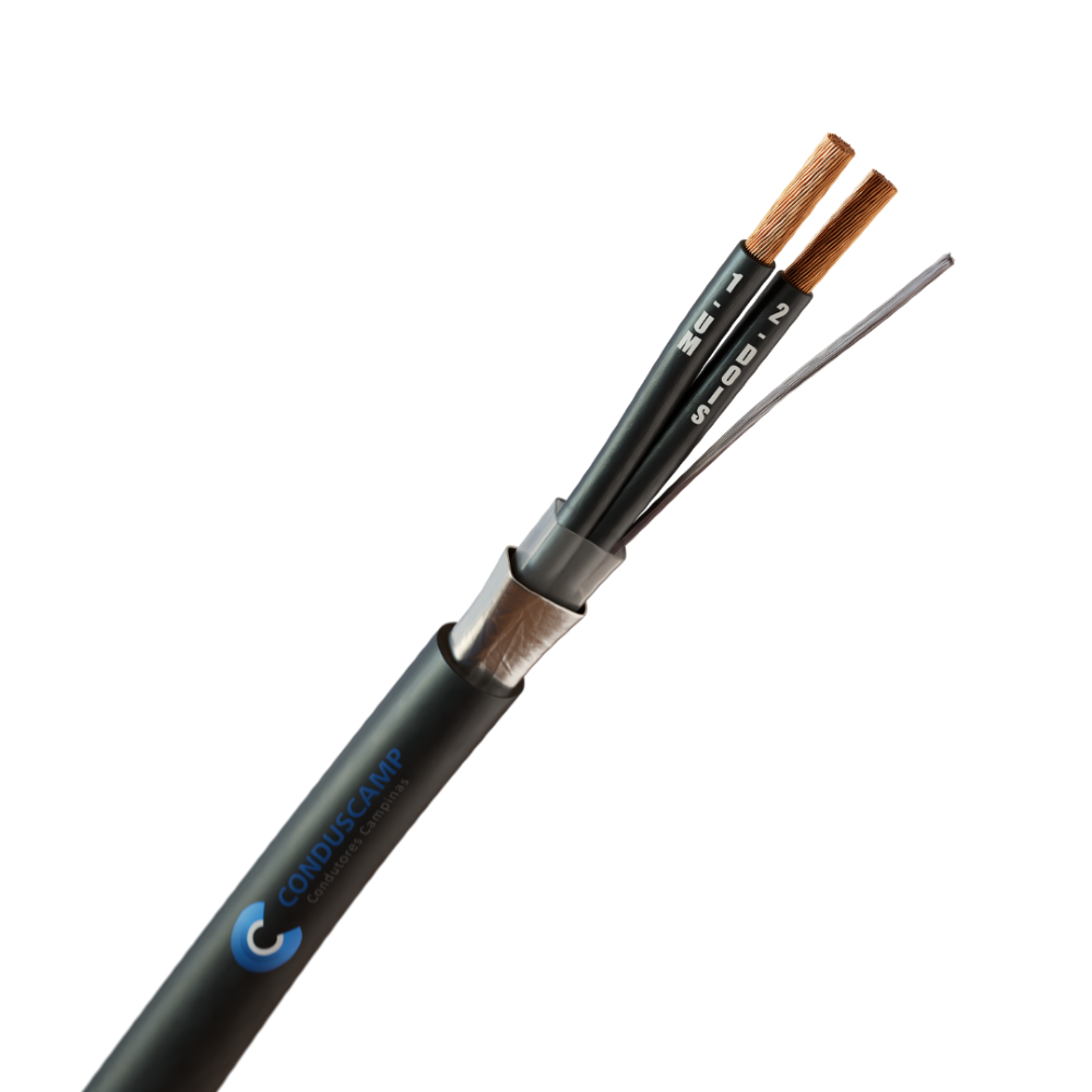 CABO COMANDO/CONTROLE 2X1,00 MM² BLINDADO FITA ALUMINIZADA PRETO