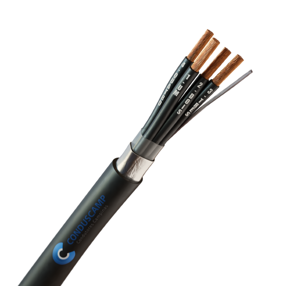 CABO COMANDO/CONTROLE 4X1,00 MM² BLINDADO FITA ALUMINIZADA PRETO
