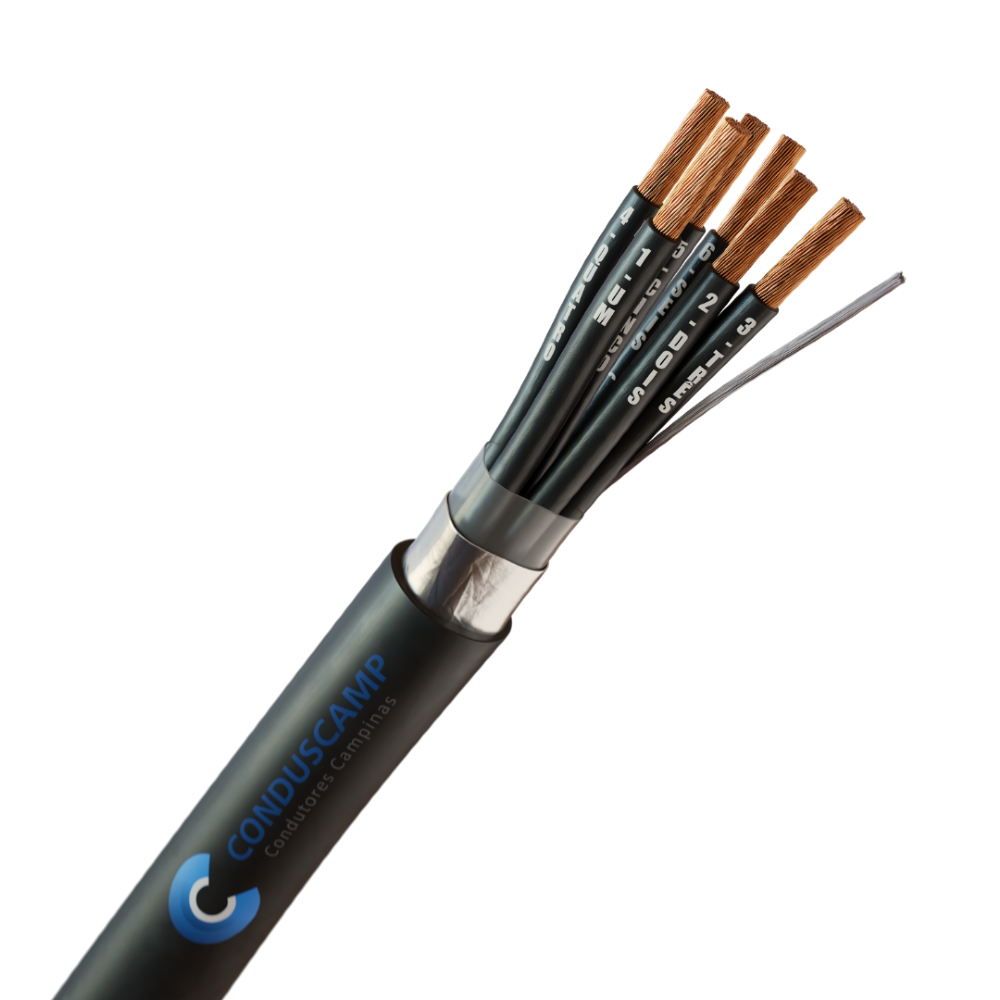CABO COMANDO/CONTROLE 6X1,50 MM² BLINDADO FITA ALUMINIZADA PRETO