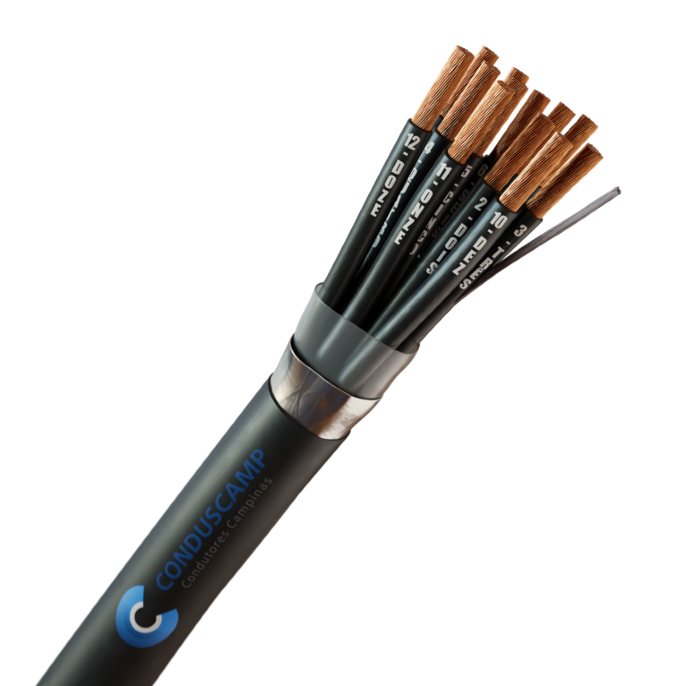 CABO COMANDO/CONTROLE 12X1,50 MM² BLINDADO FITA ALUMINIZADA PRETO