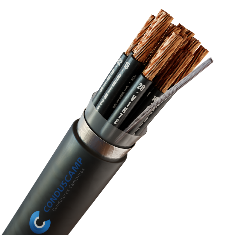 CABO COMANDO/CONTROLE 20X0,75 MM² BLINDADO FITA ALUMINIZADA PRETO