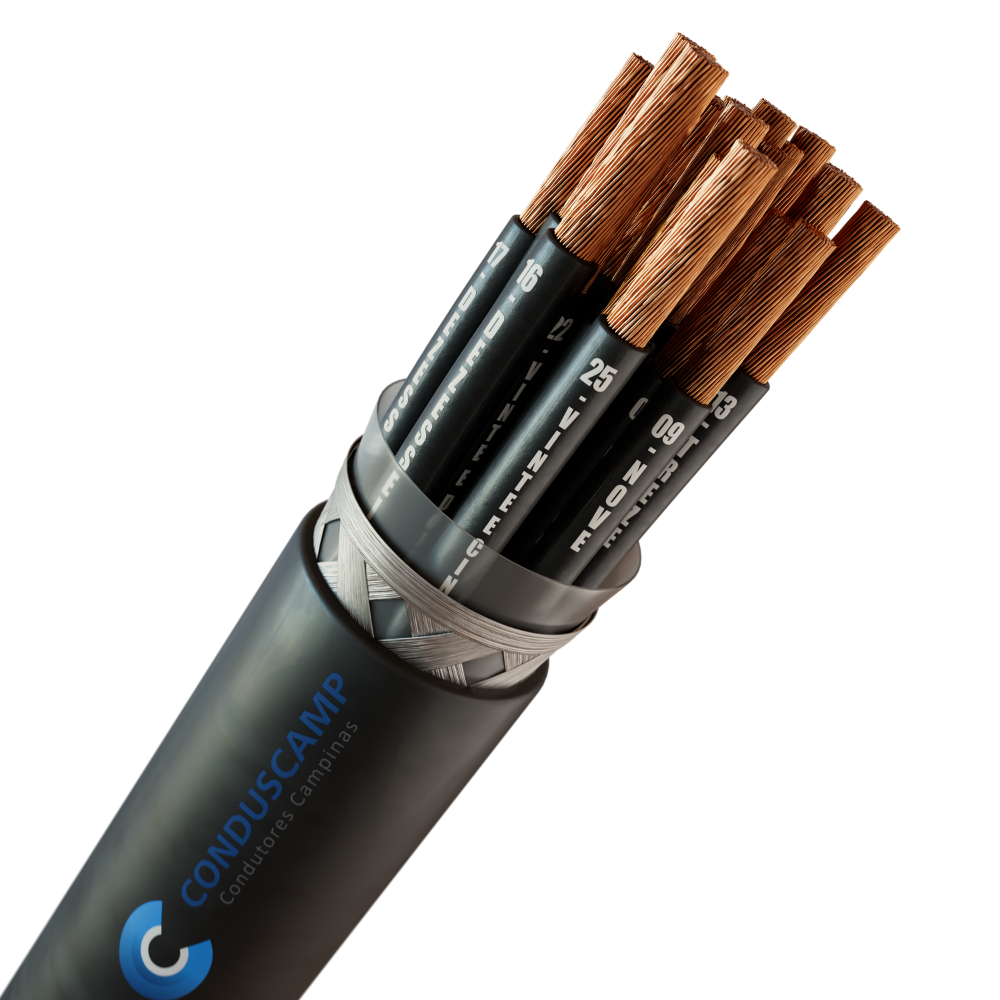 CABO COMANDO/CONTROLE 4X25,00 MM² BLINDADO MALHA DE COBRE ESTANHADO PRETO