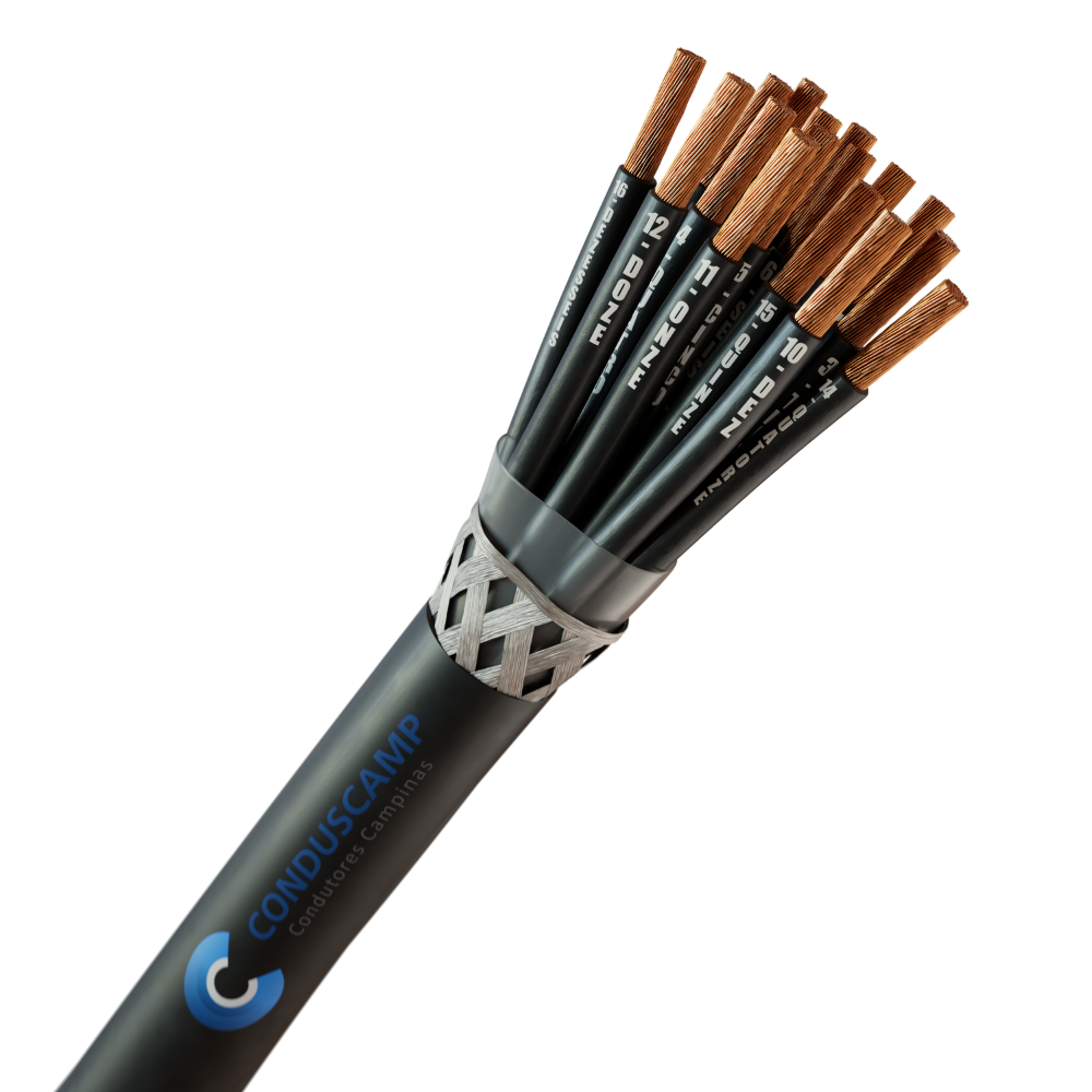 CABO COMANDO/CONTROLE 16X0,75 MM² BLINDADO MALHA DE COBRE ESTANHADO PRETO