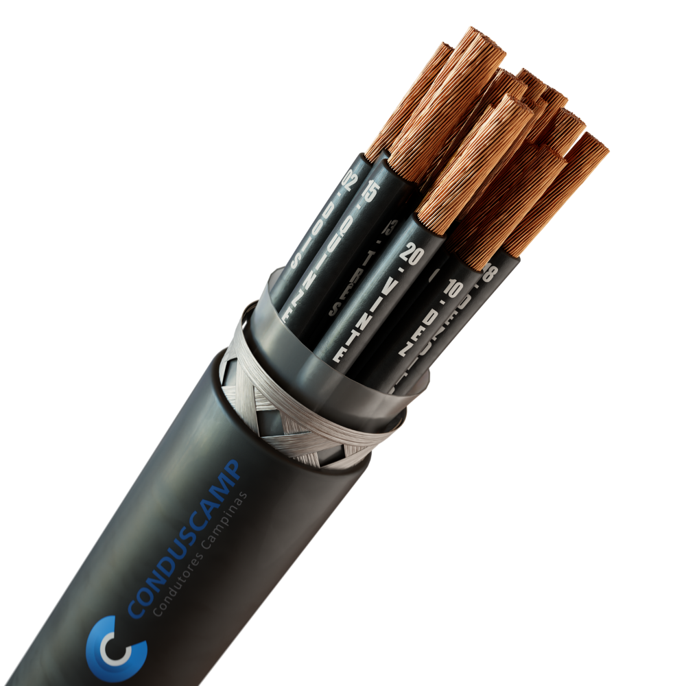 CABO COMANDO/CONTROLE 20X1,00 MM² BLINDADO MALHA DE COBRE ESTANHADO PRETO