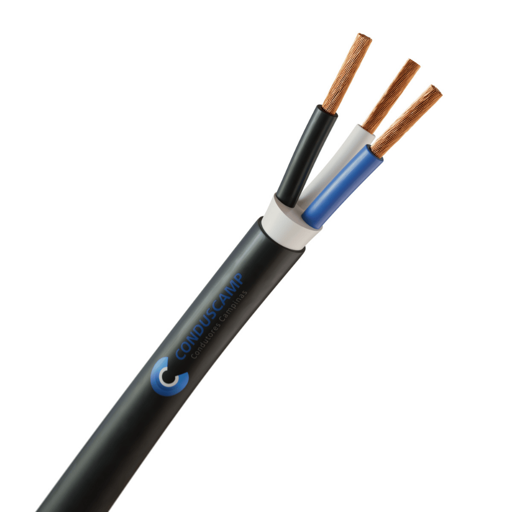 Cabo de Potência 0,6/1kV HEPR 90º 3X2,50 mm² Preto