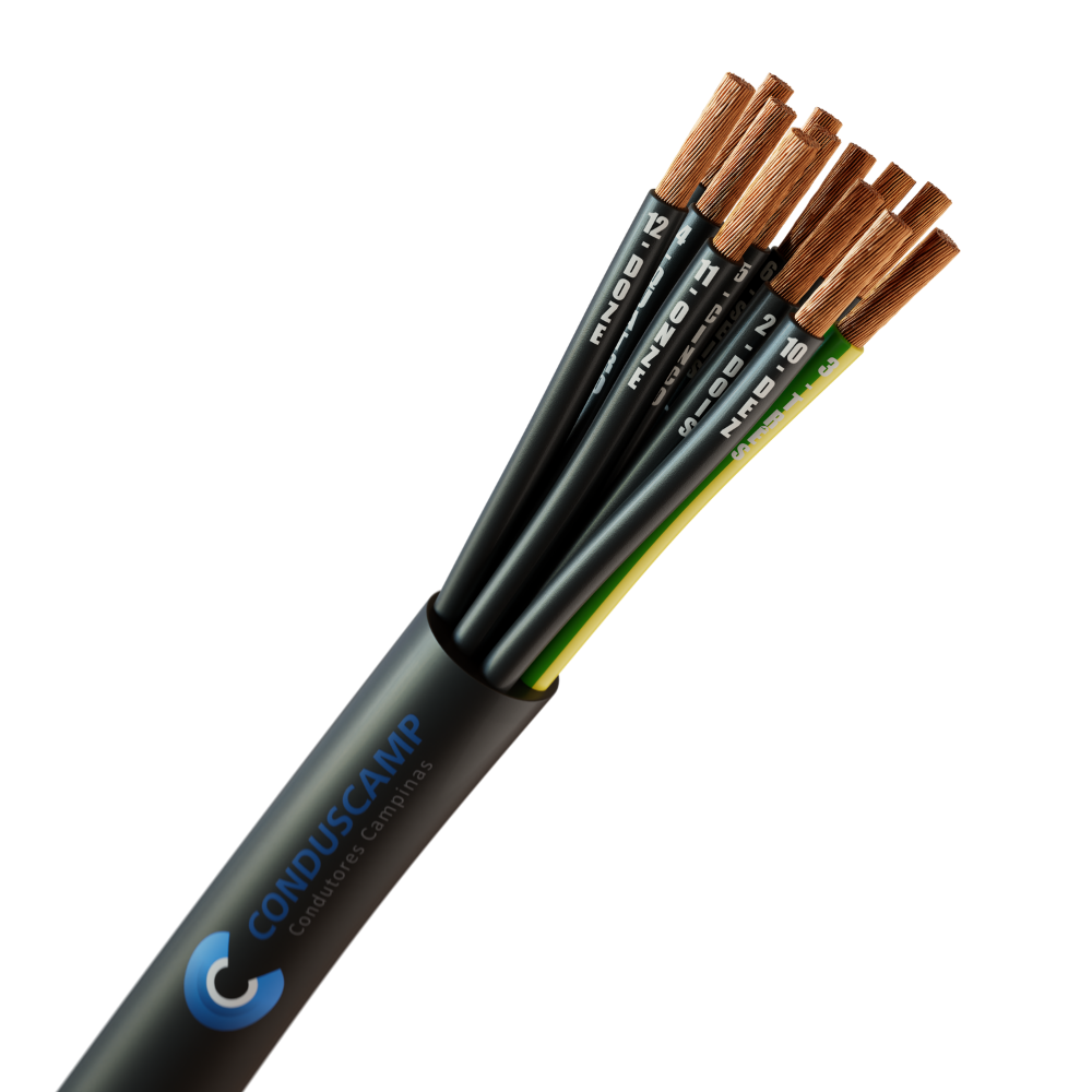 CABO COMANDO/CONTROLE 12X0,50 MM² SEM BLINDAGEM 11+1VIA VD/AM PRETO