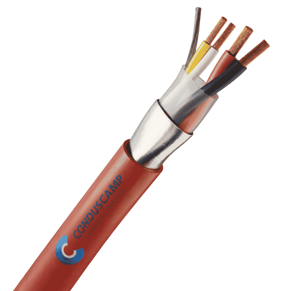 Cabo de Alarme Incêndio Blindagem Coletiva 1x2x1,50 + 1x2x0,75 mm² Vermelho