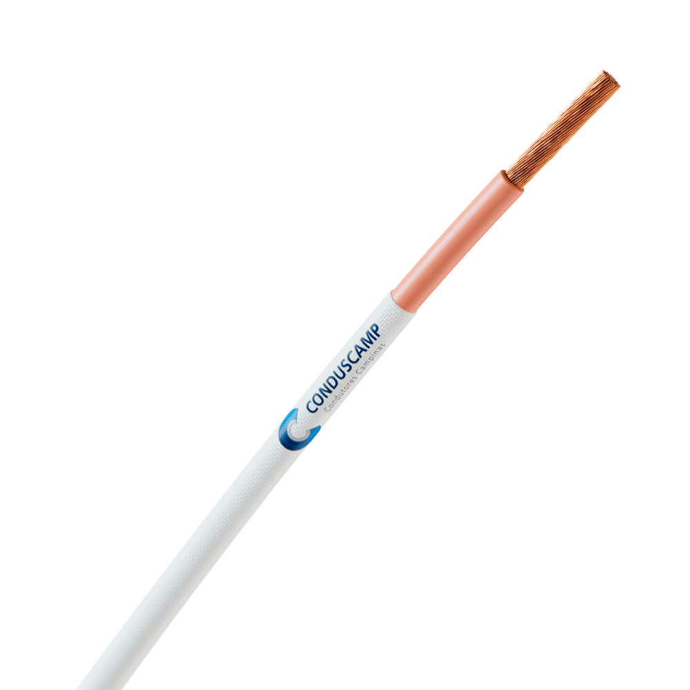 Cabo Silicone 16,00 mm² 300 Graus Com Fibra de Vidro Branco
