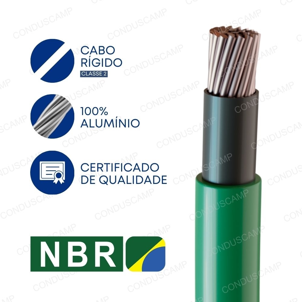 Cabo Alumínio 1kv Dupla Isolação 150,00mm² Verde