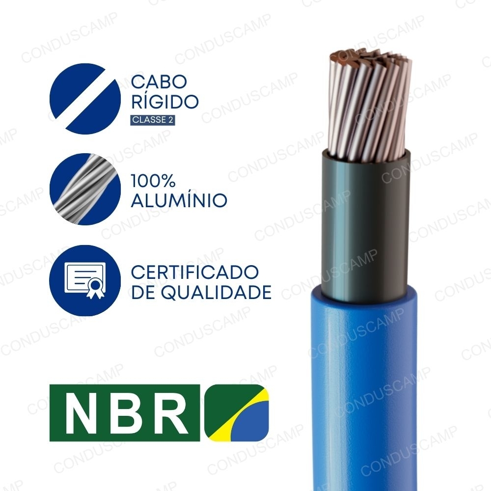 Cabo Alumínio 1kv Dupla Isolação 300,00mm² Azul Claro