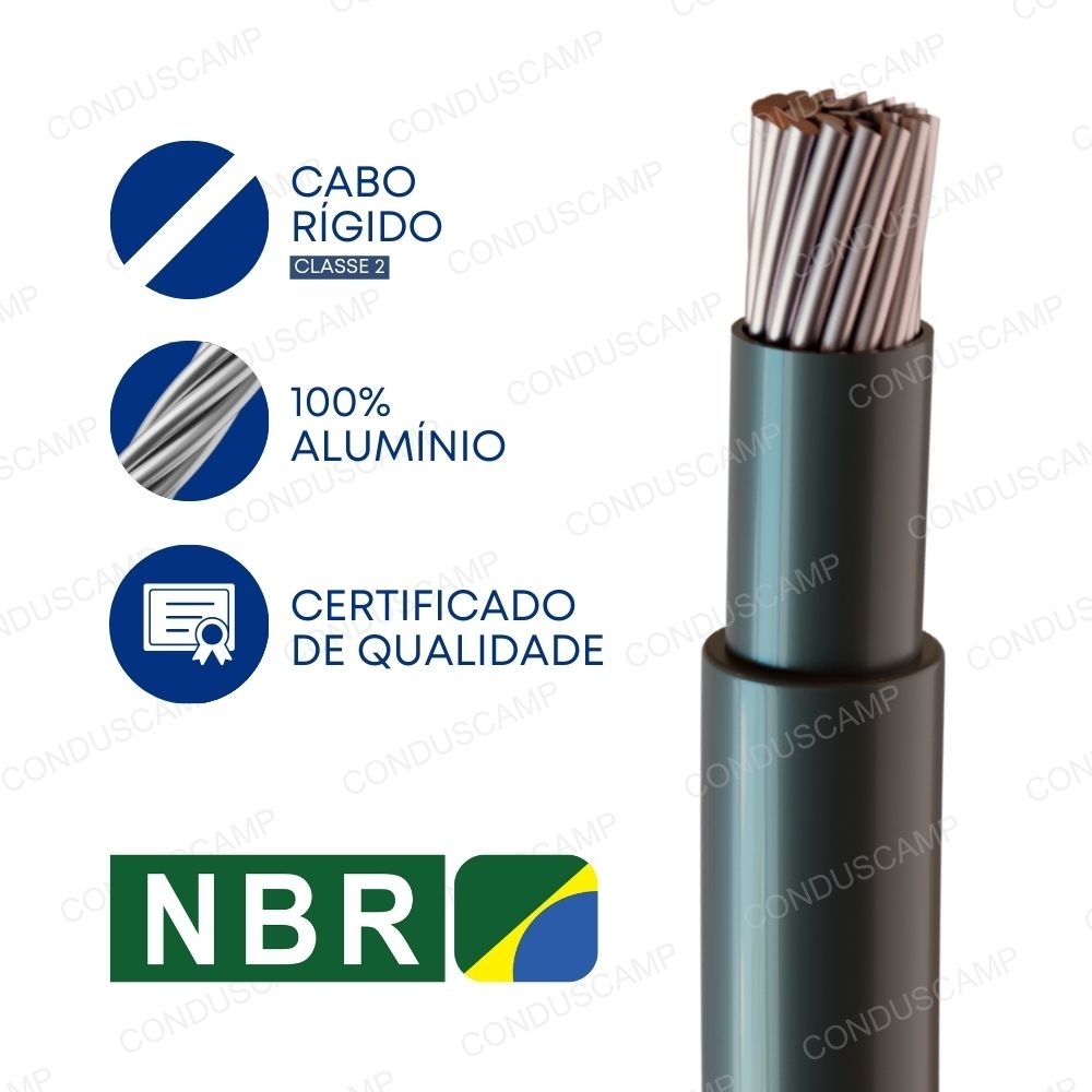 Cabo Aluminio 1kv Dupla Isolação 300,00 mm² Preto